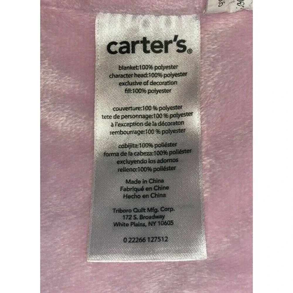 Carters Security Blanket Lovey Bear Pink White Leopard